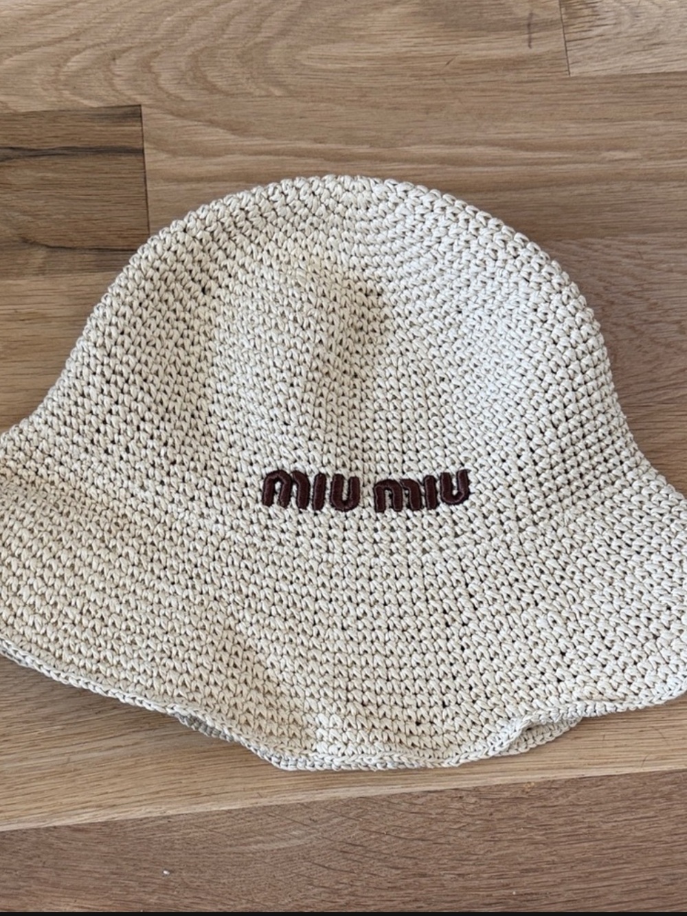 Miu Miu Cream Woven Sun Hat